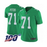 Men's Philadelphia Eagles #71 Jason Peters Limited Green Rush Vapor Untouchable 100th Season Football Jersey