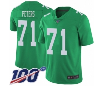 Men's Philadelphia Eagles #71 Jason Peters Limited Green Rush Vapor Untouchable 100th Season Football Jersey