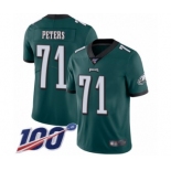 Men's Philadelphia Eagles #71 Jason Peters Midnight Green Team Color Vapor Untouchable Limited Player 100th Season Football Jersey