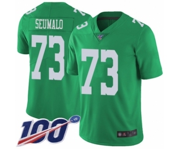 Men's Philadelphia Eagles #73 Isaac Seumalo Limited Green Rush Vapor Untouchable 100th Season Football Jersey