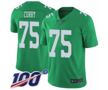 Men's Philadelphia Eagles #75 Vinny Curry Limited Green Rush Vapor Untouchable 100th Season Football Jersey