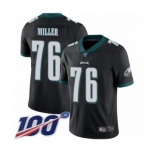 Men's Philadelphia Eagles #76 Shareef Miller Black Alternate Vapor Untouchable Limited Player 100th Season Football Jersey