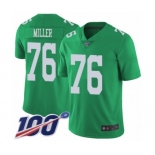 Men's Philadelphia Eagles #76 Shareef Miller Limited Green Rush Vapor Untouchable 100th Season Football Jersey