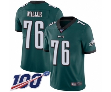 Men's Philadelphia Eagles #76 Shareef Miller Midnight Green Team Color Vapor Untouchable Limited Player 100th Season Football Jersey