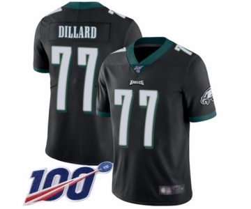 Men's Philadelphia Eagles #77 Andre Dillard Black Alternate Vapor Untouchable Limited Player 100th Season Football Jersey