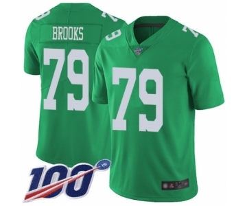 Men's Philadelphia Eagles #79 Brandon Brooks Limited Green Rush Vapor Untouchable 100th Season Football Jersey