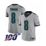 Men's Philadelphia Eagles #8 Clayton Thorson Limited Silver Inverted Legend 100th Season Football Jersey