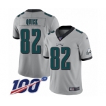 Men's Philadelphia Eagles #82 Mike Quick Limited Silver Inverted Legend 100th Season Football Jersey