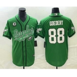 Men's Philadelphia Eagles #88 Dallas Goedert Green C Patch Cool Base Stitched Baseball Jersey