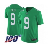 Men's Philadelphia Eagles #9 Nick Foles Limited Green Rush Vapor Untouchable 100th Season Football Jersey