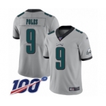 Men's Philadelphia Eagles #9 Nick Foles Limited Silver Inverted Legend 100th Season Football Jersey