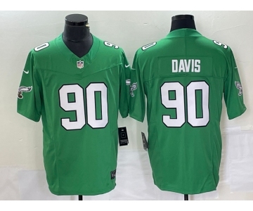 Men's Philadelphia Eagles #90 Jordan Davis Green 2023 FUSE Vapor Limited Throwback Stitched Jersey