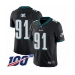 Men's Philadelphia Eagles #91 Fletcher Cox Black Alternate Vapor Untouchable Limited Player 100th Season Football Jersey