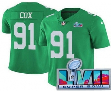 Men's Philadelphia Eagles #91 Fletcher Cox Limited Green Rush Super Bowl LVII Vapor Jersey