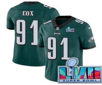 Men's Philadelphia Eagles #91 Fletcher Cox Limited Green Super Bowl LVII Vapor Jersey