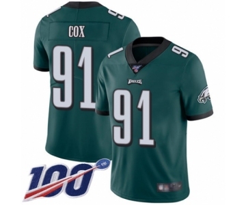 Men's Philadelphia Eagles #91 Fletcher Cox Midnight Green Team Color Vapor Untouchable Limited Player 100th Season Football Jersey