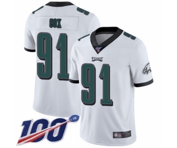 Men's Philadelphia Eagles #91 Fletcher Cox White Vapor Untouchable Limited Player 100th Season Football Jersey