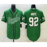 Men's Philadelphia Eagles #92 Reggie White Green Cool Base Stitched Baseball Jersey