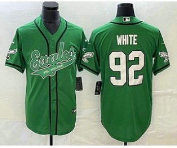 Men's Philadelphia Eagles #92 Reggie White Green Cool Base Stitched Baseball Jersey