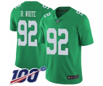 Men's Philadelphia Eagles #92 Reggie White Limited Green Rush Vapor Untouchable 100th Season Football Jersey