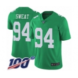 Men's Philadelphia Eagles #94 Josh Sweat Limited Green Rush Vapor Untouchable 100th Season Football Jersey