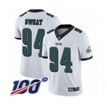 Men's Philadelphia Eagles #94 Josh Sweat White Vapor Untouchable Limited Player 100th Season Football Jersey