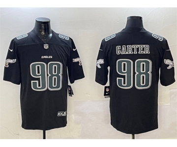 Men's Philadelphia Eagles #98 Jalen Carter Black Fashion New Vapor Untouchable Limited Football Stitched Jersey