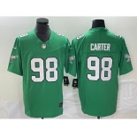 Men's Philadelphia Eagles #98 Jalen Carter Green 2023 F.U.S.E. Vapor Untouchable Stitched Football Jersey