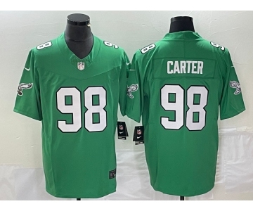 Men's Philadelphia Eagles #98 Jalen Carter Green 2023 F.U.S.E. Vapor Untouchable Stitched Football Jersey