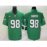 Men's Philadelphia Eagles #98 Jalen Carter Green 2023 F.U.S.E. Vapor Untouchable With C Patch Stitched Football Jersey