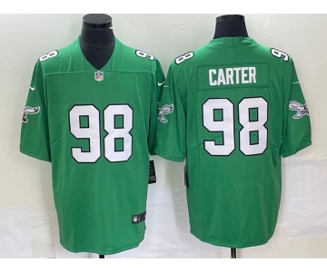 Men's Philadelphia Eagles #98 Jalen Carter Green 2023 Vapor Limited Throwback Jersey