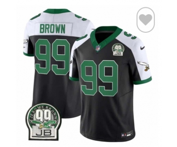 Men's Philadelphia Eagles #99 Jerome Brown Black White F.U.S.E. Vapor Untouchable Limited 2024 Stitched Football Jersey