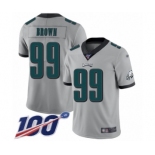 Men's Philadelphia Eagles #99 Jerome Brown Limited Silver Inverted Legend 100th Season Football Jersey