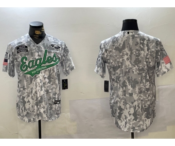 Men's Philadelphia Eagles Blank Arctic Camo 2024 Salute to Service Stitched Baseball Jersey