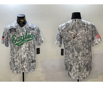 Men's Philadelphia Eagles Blank Arctic Camo 2024 Salute to Service Stitched Baseball Jerseys