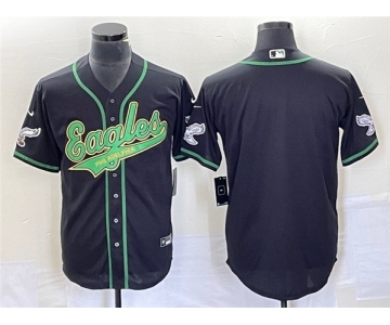 Men's Philadelphia Eagles Blank Black Cool Base Stitched Baseball Jersey