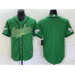 Men's Philadelphia Eagles Blank Green Cool Base Stitched Baseball Jersey