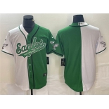 Men's Philadelphia Eagles Blank Green White Split Cool Base Stitched Baseball Jersey