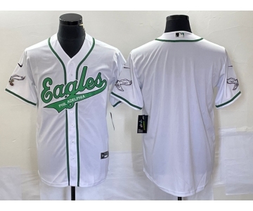 Men's Philadelphia Eagles Blank White Cool Base Stitched Baseball Jersey