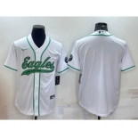 Men's Philadelphia Eagles Blank White With Patch Cool Base Stitched Baseball Jersey