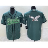 Men's Philadelphia Eagles Green Team Big Logo Cool Base Stitched Baseball Jersey