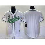 Men's Philadelphia Eagles White Team Big Logo Cool Base Stitched Baseball Jersey