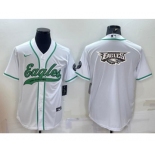 Men's Philadelphia Eagles White Team Big Logo With Patch Cool Base Stitched Baseball Jersey