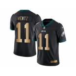 Nike Philadelphia Eagles #11 Carson Wentz Black Men's Stitched NFL Limited Gold Rush Jersey