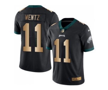 Nike Philadelphia Eagles #11 Carson Wentz Black Men's Stitched NFL Limited Gold Rush Jersey