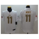 Nike Philadelphia Eagles #11 Carson Wentz White Men's Stitched NFL Limited Salute to Service Jersey