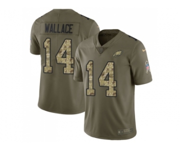 Nike Philadelphia Eagles #14 Mike Wallace Olive Camo Men Stitched NFL Limited 2017 Salute To Service Jersey