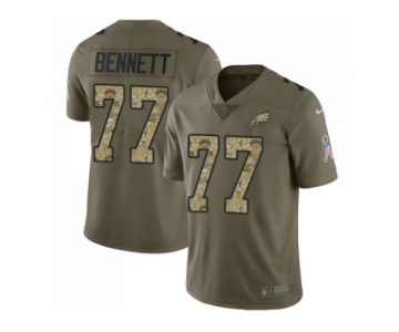 Nike Philadelphia Eagles #77 Michael Bennett Olive Camo Men Stitched NFL Limited 2017 Salute To Service Jersey