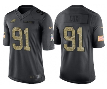 Nike Philadelphia Eagles #91 Fletcher Cox Men's Stitched Black NFL Salute to Service Limited Jerseys