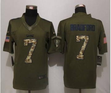 nike nfl jerseys philadelphia eagles #7 bradford army green[nike Limited Salute To Service][bradford]